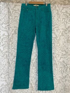 Levis Perfectly Slimming 512 Straight Leg Splatter Print Jeans Teal Green 6